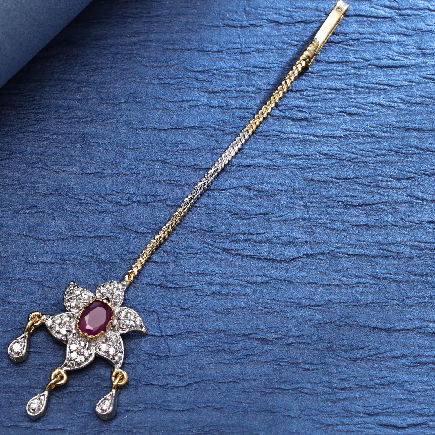 Sukkhi Seductive Gold Plated CZ Golden Maangtikka for Women