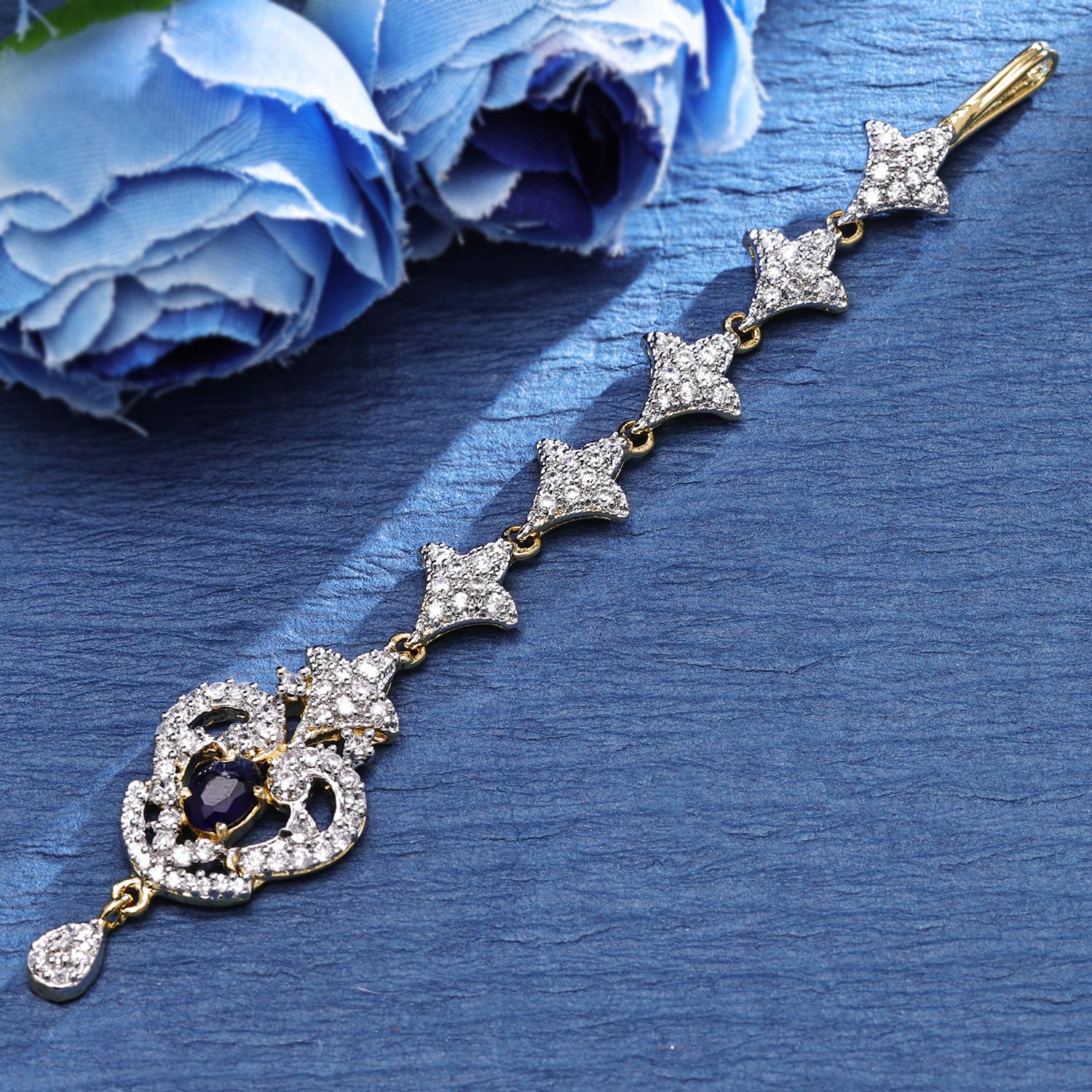 Sukkhi Flamboyant Gold Plated CZ Golden Maangtikka for Women