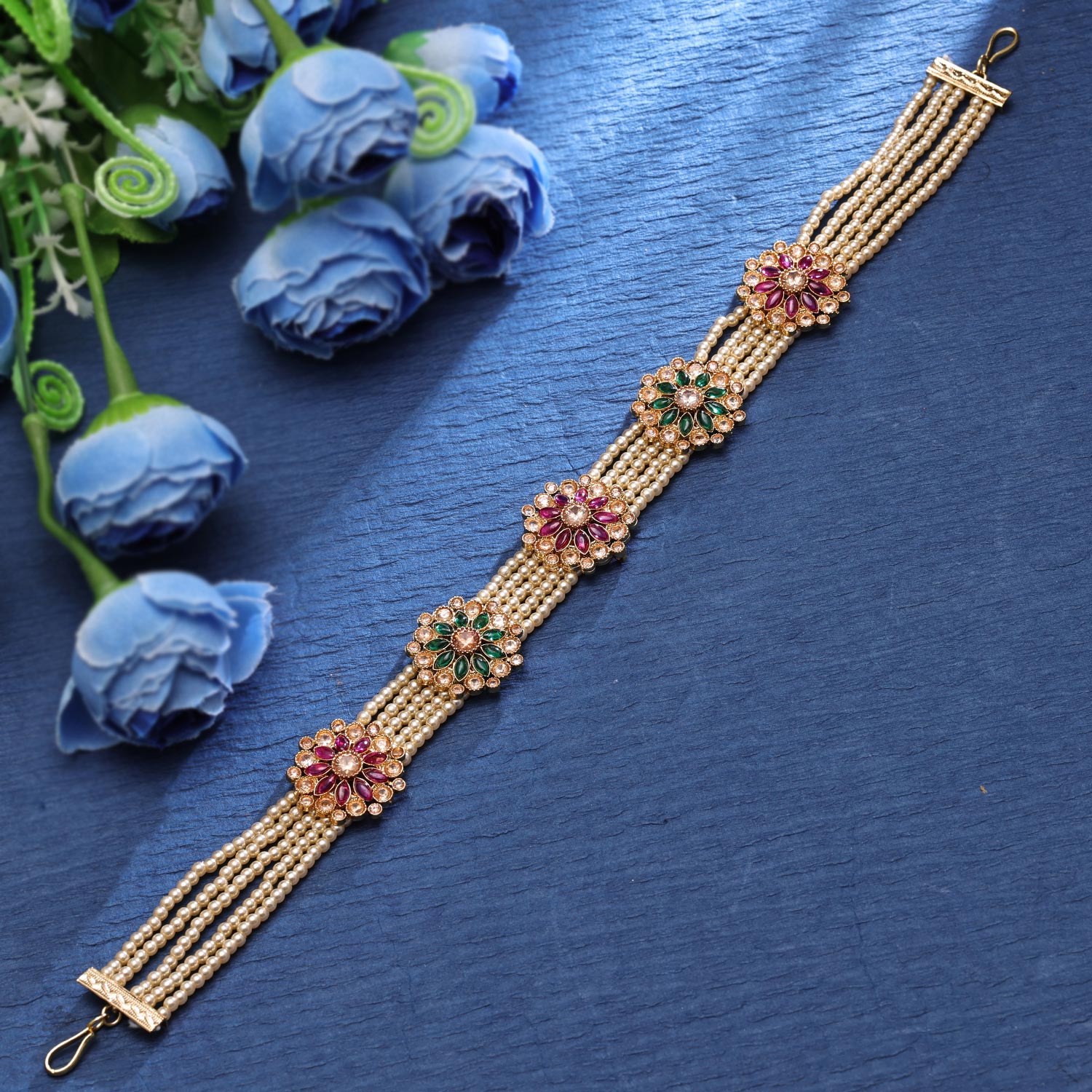 Sukkhi Telegenic Gold Plated Kundan & Pearl Golden Matha Patti for Women