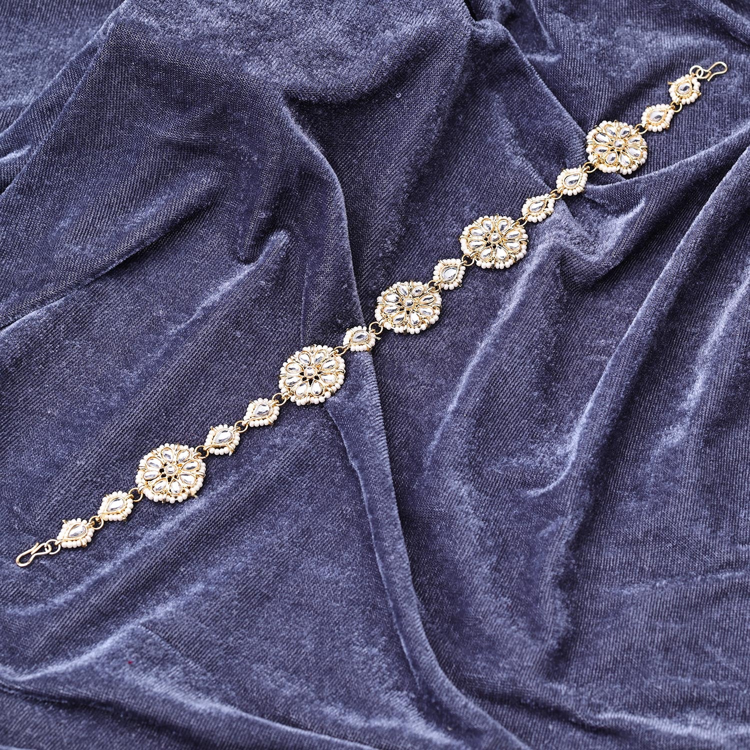 Sukkhi Acceptable Gold Plated Kundan & Pearl Golden Matha Patti for Women