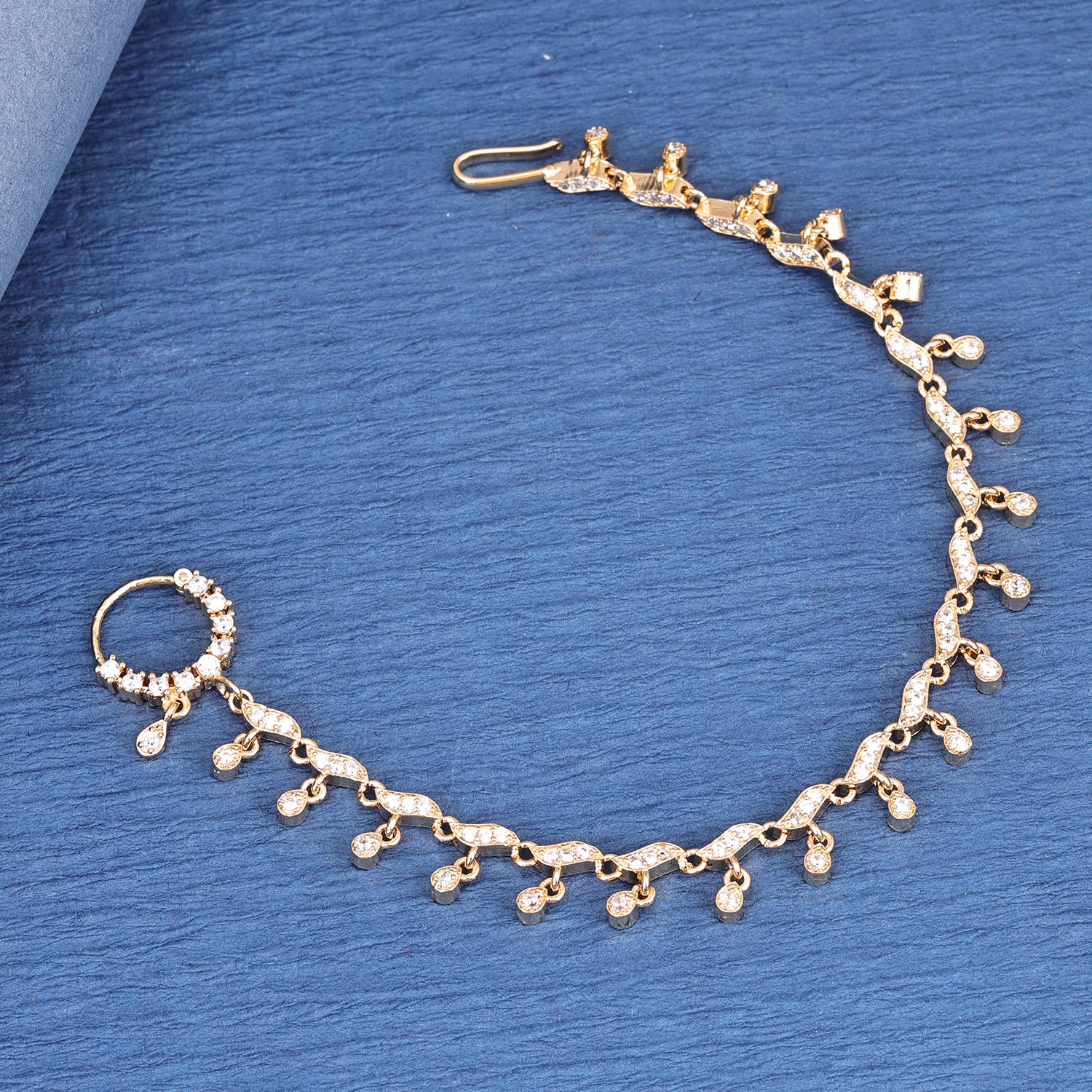 Sukkhi Good Gold Plated CZ Golden Nath for Women