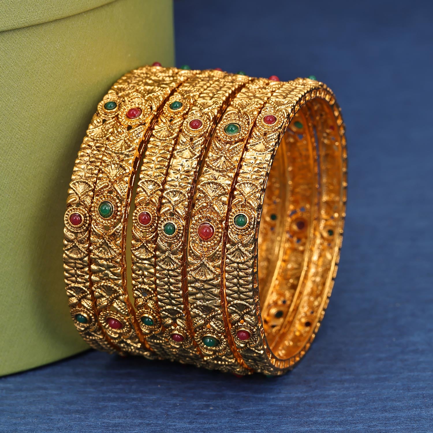 Sukkhi Prepossessing Gold Plated Pearl Golden Bangles for Women