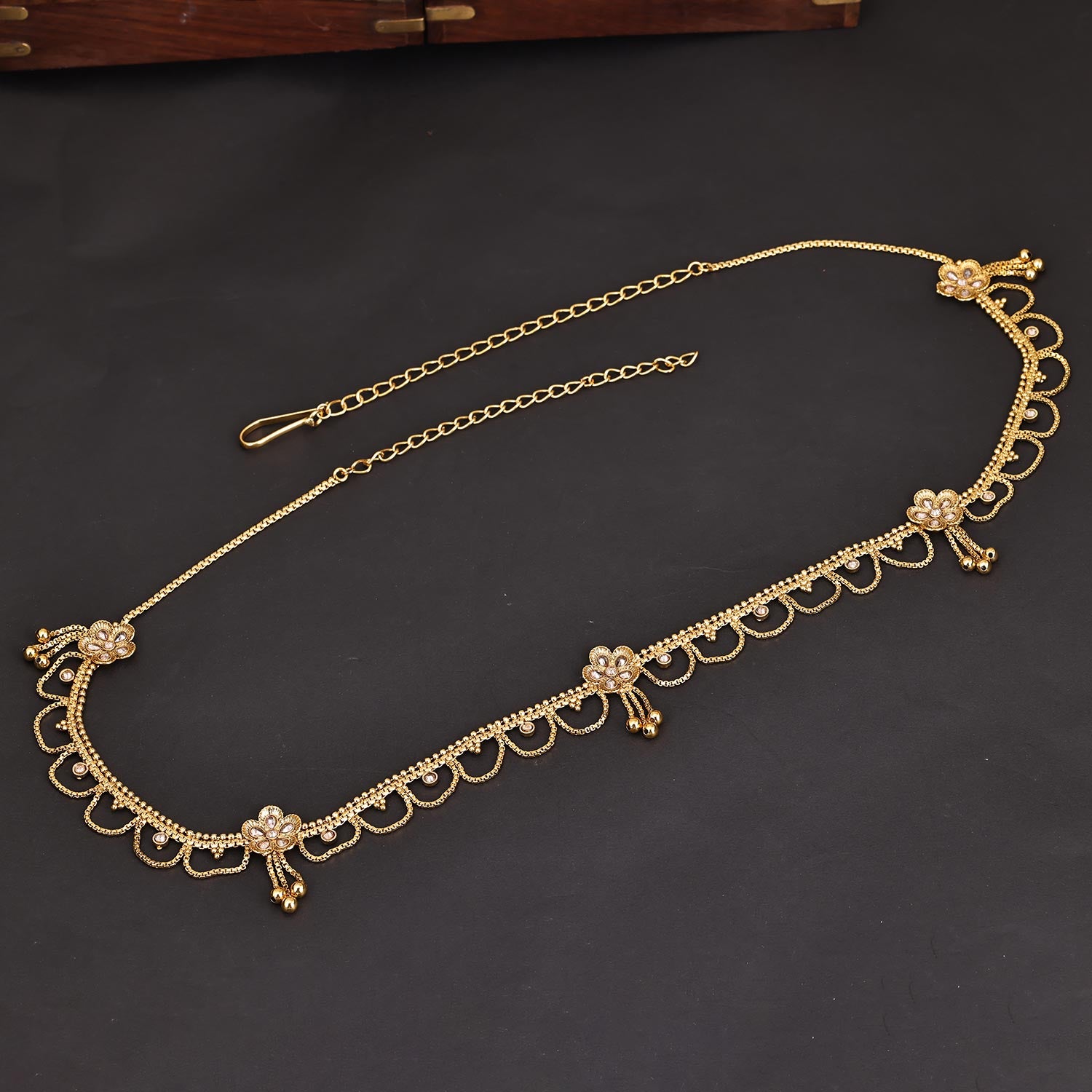 Sukkhi Delicate Gold Plated Pearl Golden Kamarband for Women