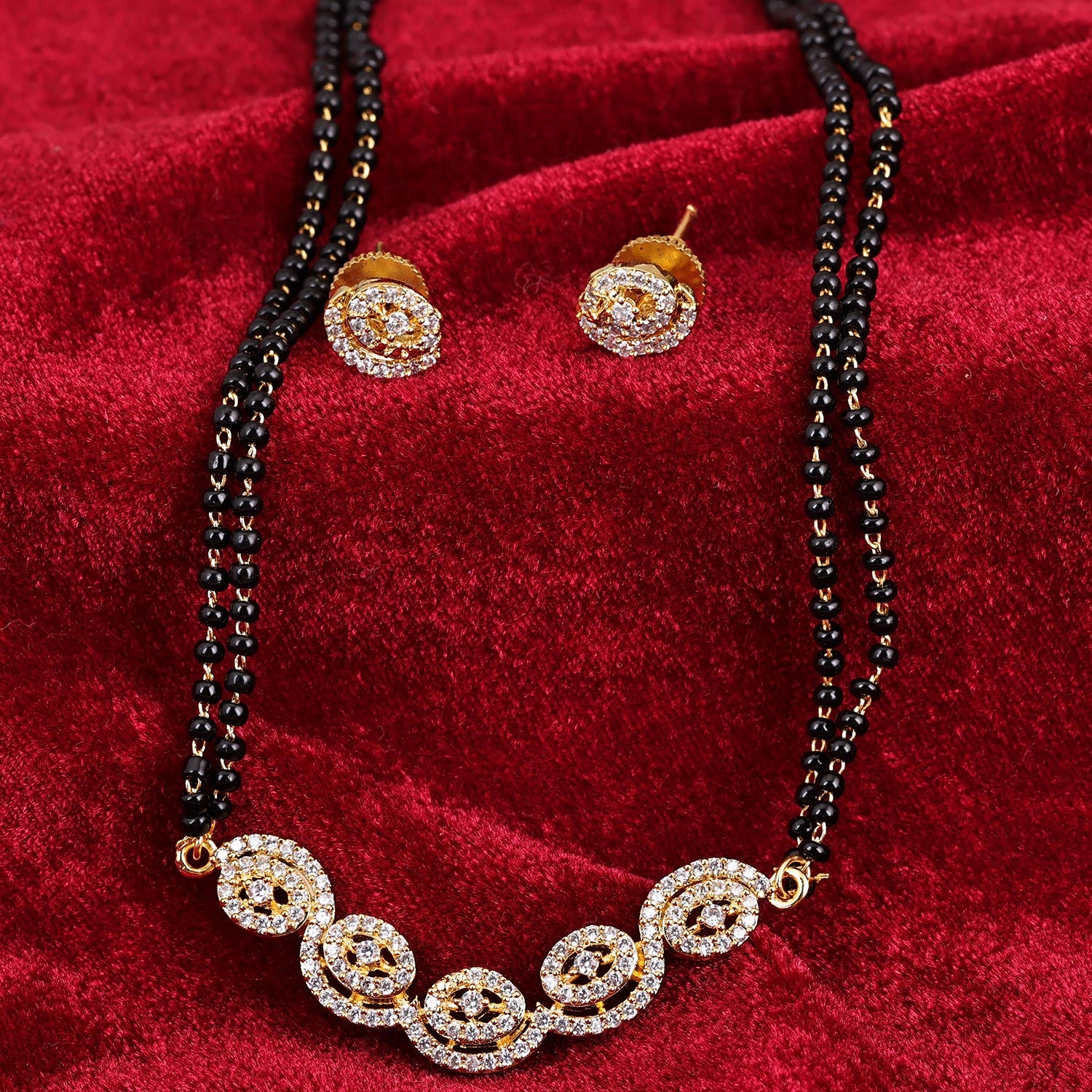 Sukkhi Fascinating Gold Plated CZ Golden Mangalsutra Set for Women