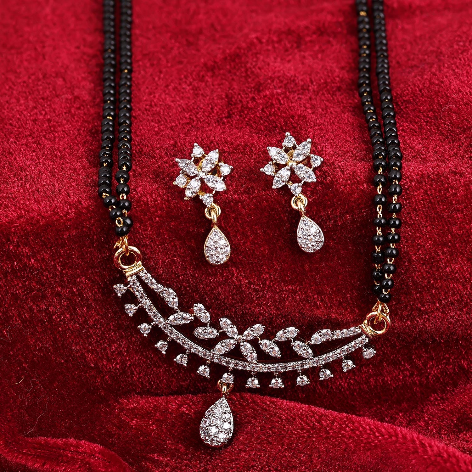 Sukkhi Good-Looking Gold Plated CZ Golden Mangalsutra Set for Women