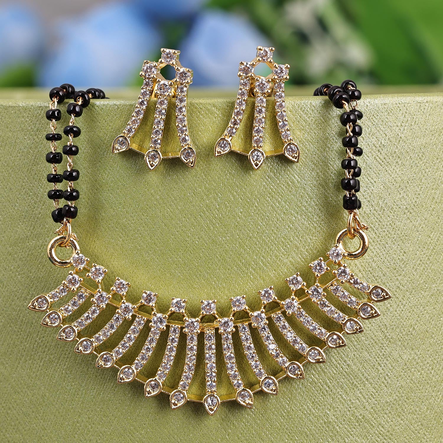 Sukkhi Knockout Gold Plated CZ Golden Mangalsutra Set for Women
