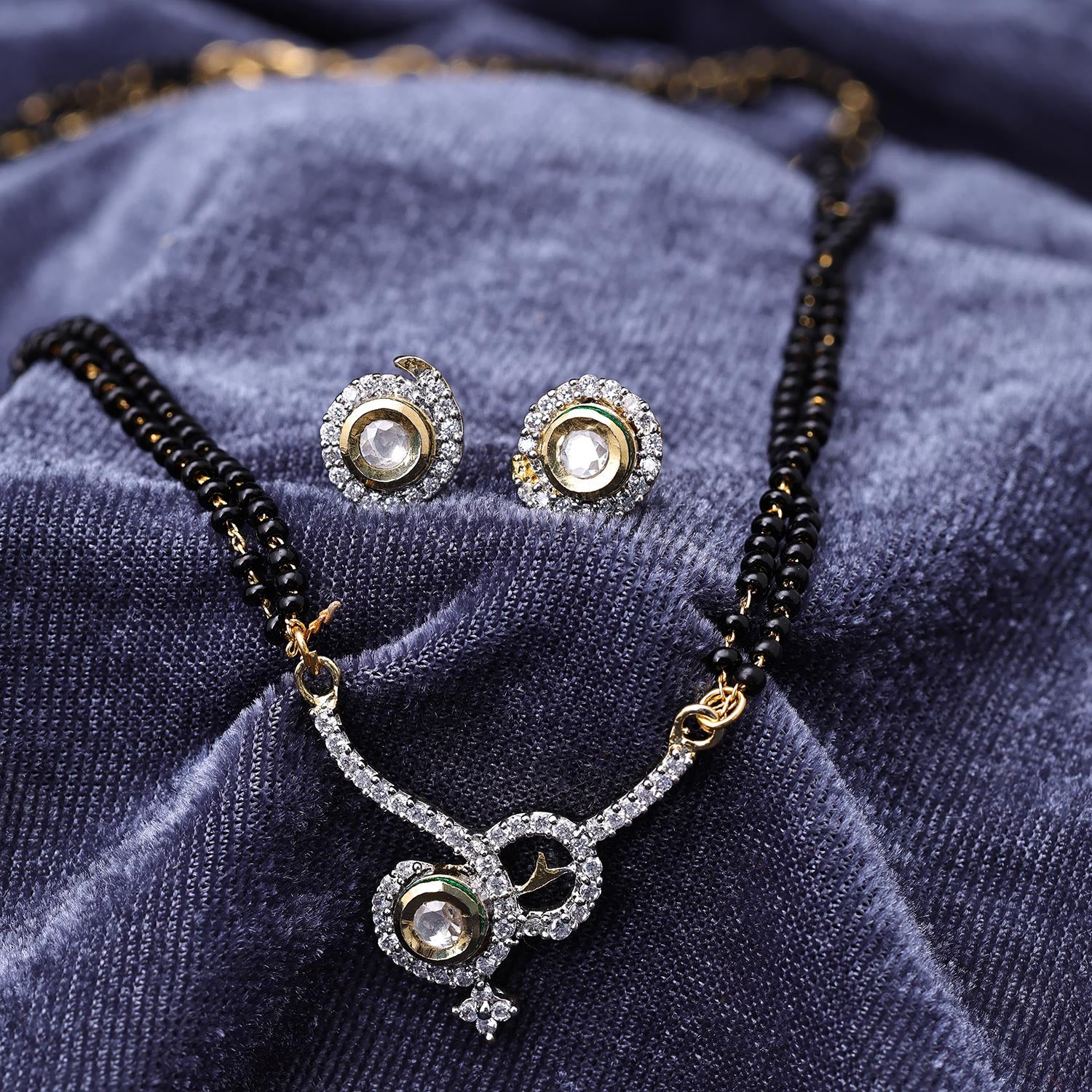 Sukkhi Lovesome Gold Plated CZ Golden Mangalsutra Set for Women
