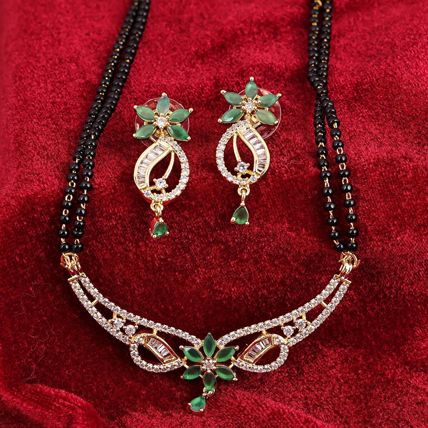 Sukkhi Ravishing Gold Plated CZ Golden Mangalsutra Set for Women