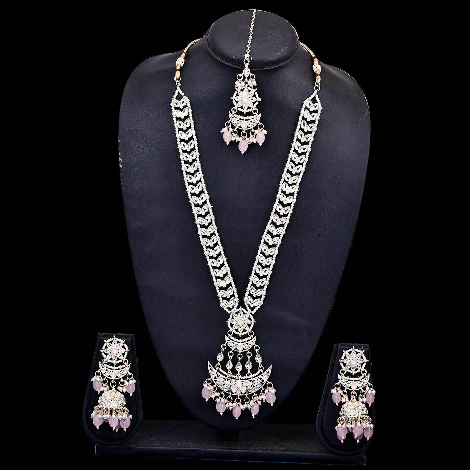 Sukkhi flawless Baby Pink Kundan & Pearl Gold Plated Choker Necklace Set for Women