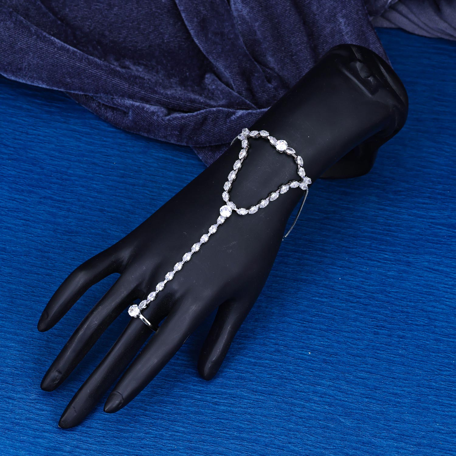Sukkhi handsome Silver CZ Rhodium Plated Haath Panja for Women