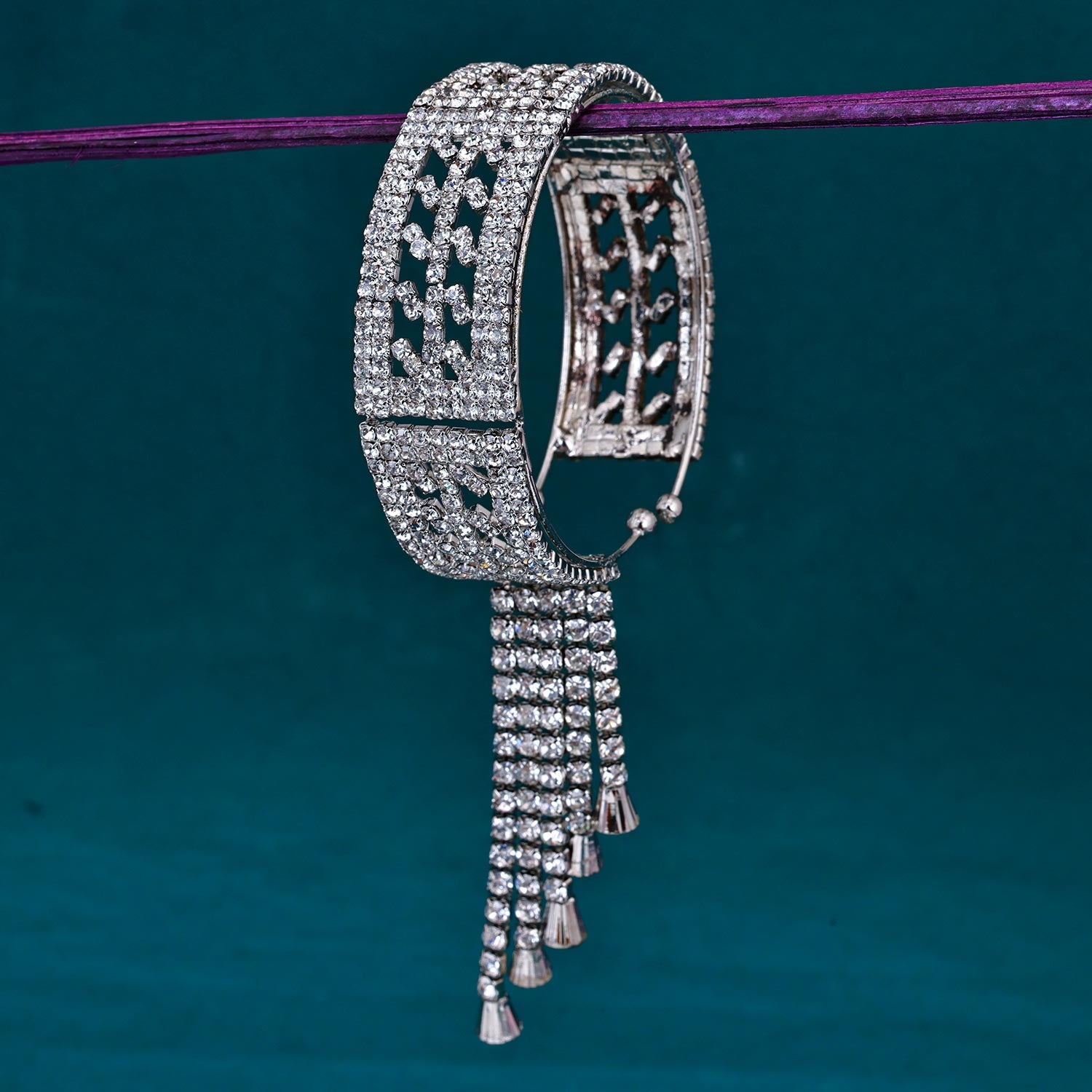 Sukkhi likely Silver AD Rhodium Plated Kada for Women