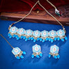 Sukkhi Gleaming Gold Plated Kundan & Pearl Blue Necklace Set for Women