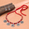 Sukkhi Oxidised Red Pearl Choker Necklace Set for Women
