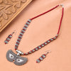 Sukkhi Oxidised Maroon Pearl Choker Necklace Set for Women