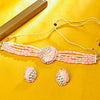 Sukkhi Gold Plated Peach Kundan & Pearl Choker Necklace Set for Women