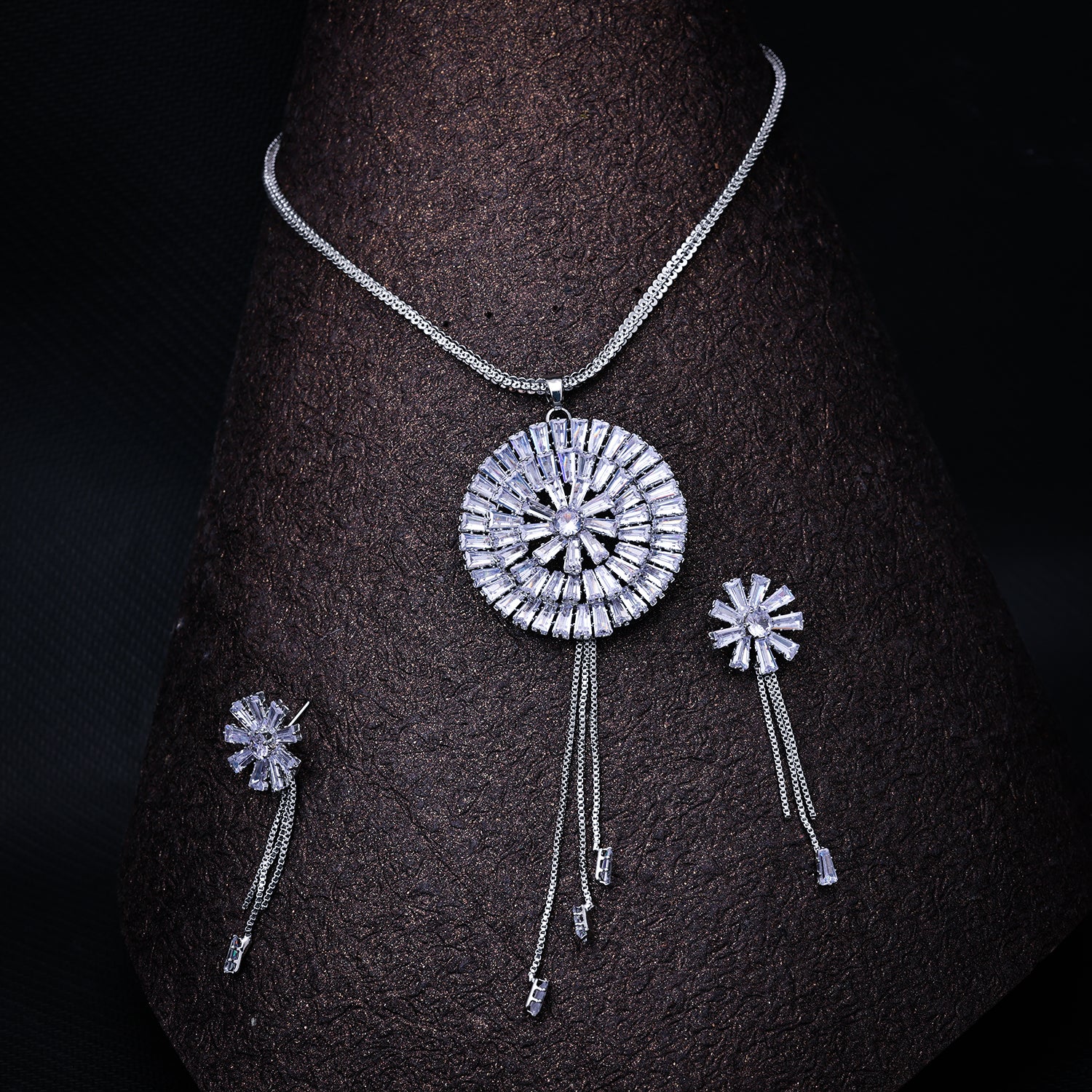 Sukkhi Rhodium Plated Silver CZ Choker Necklace Set for Women