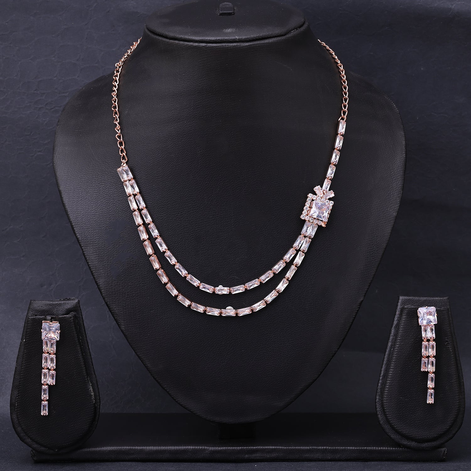 Sukkhi Rose Gold Plated Rose Gold CZ Choker Necklace Set for Women