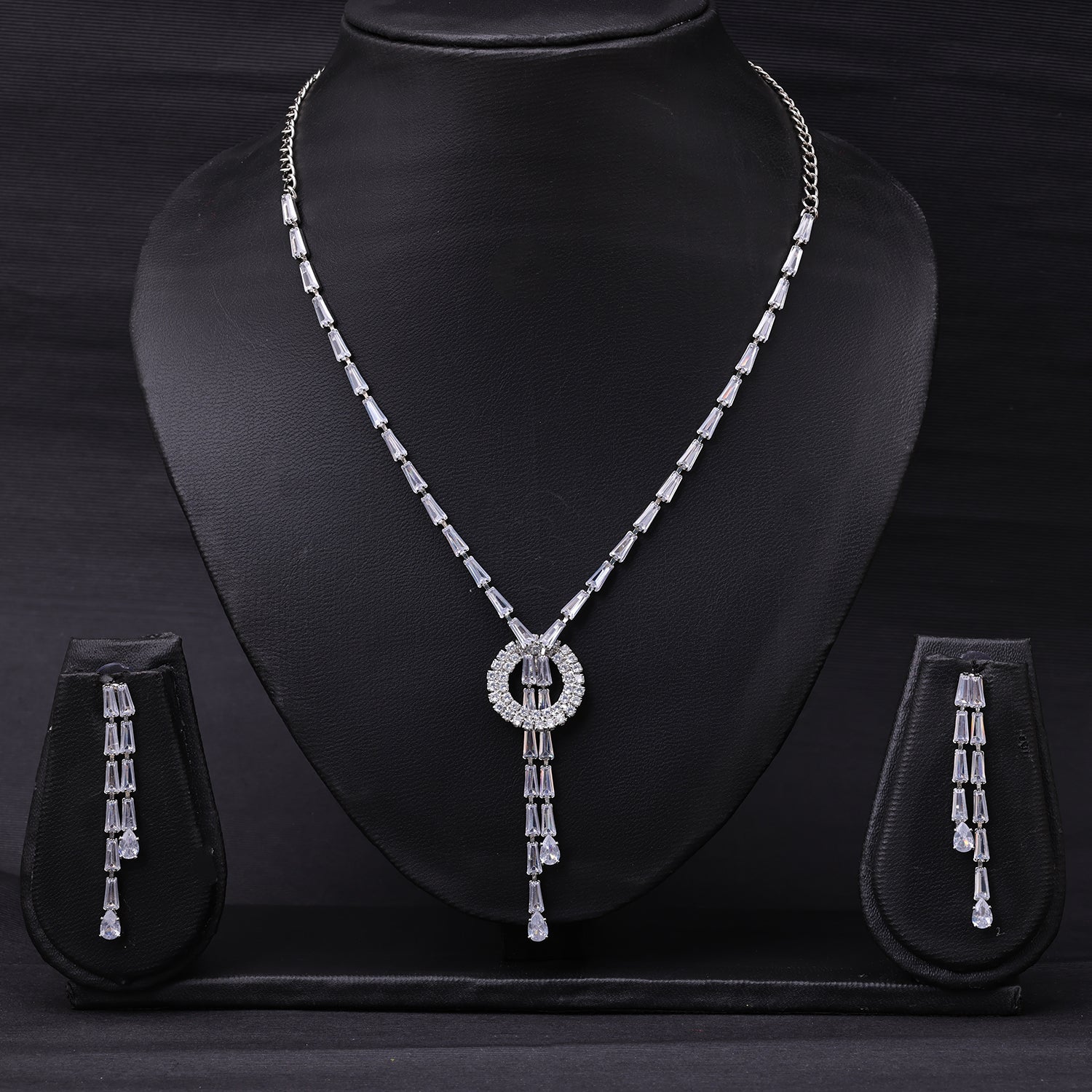 Sukkhi Rhodium Plated Silver CZ Choker Necklace Set for Women