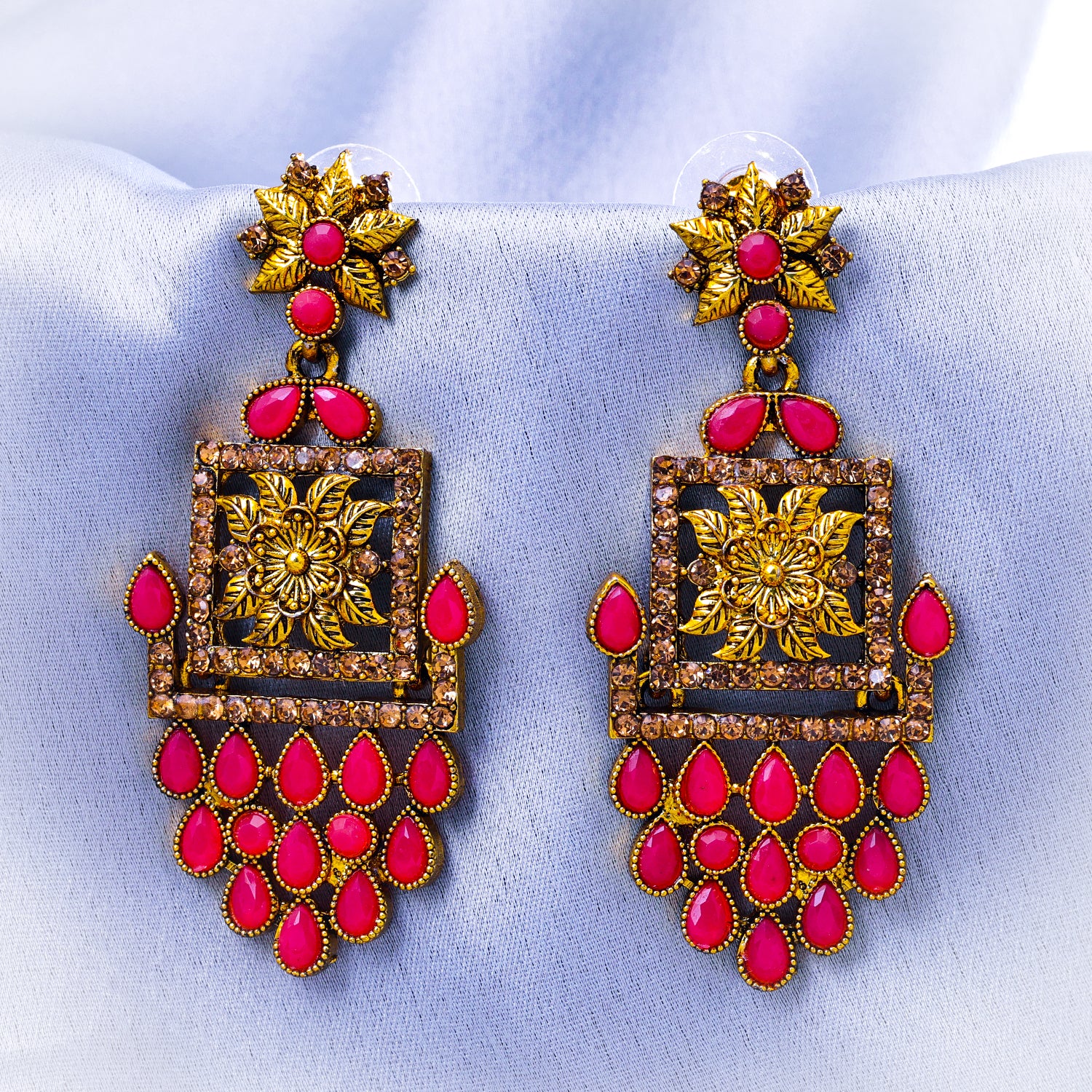 Sukkhi Gold Plated Pink Pearl Drop Earrings for Women