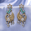 Sukkhi Gold Plated Green Mirror & Pearl Drop Earrings for Women