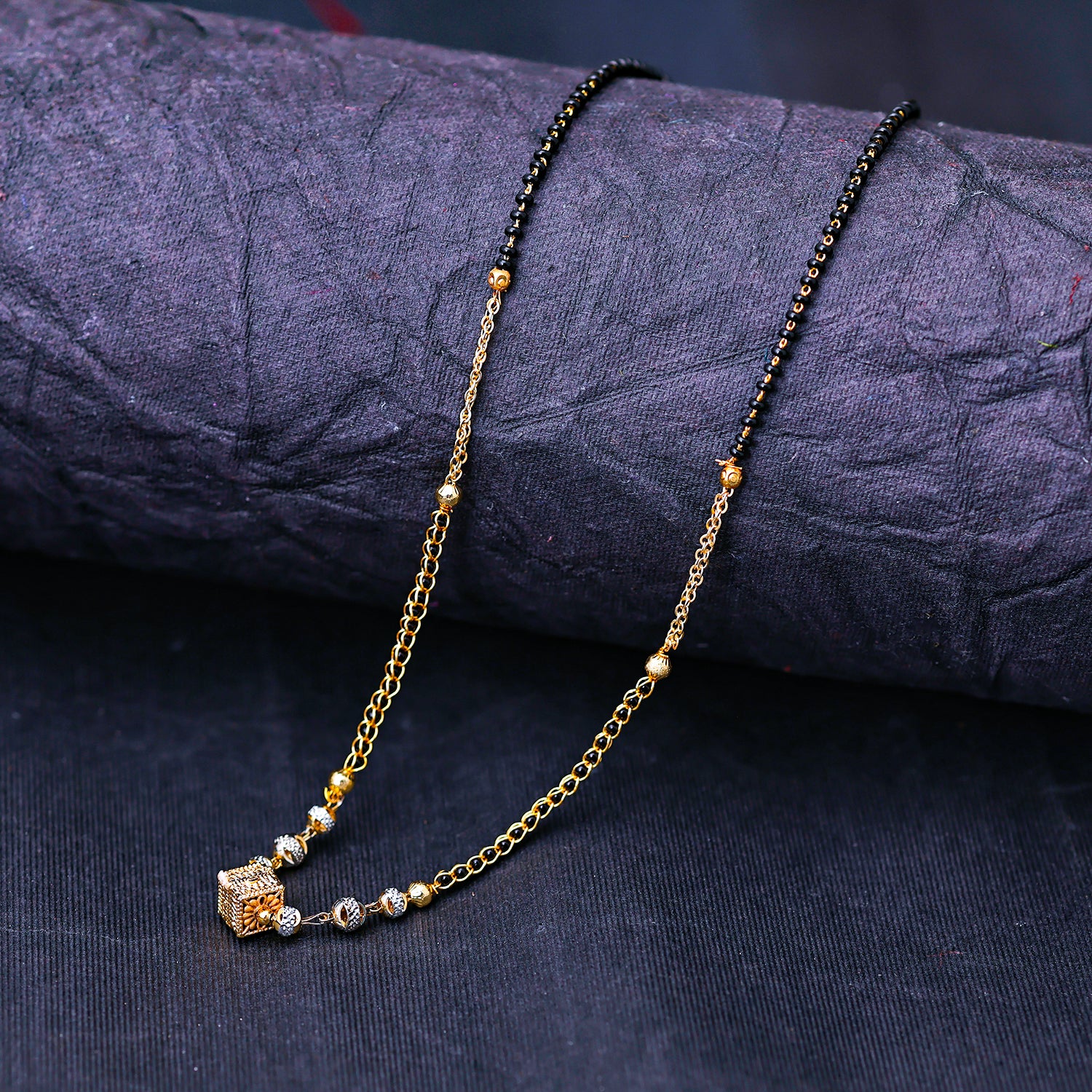 Sukkhi Gold Plated Golden Black Beads Long Mangalsutra Pendant for Women