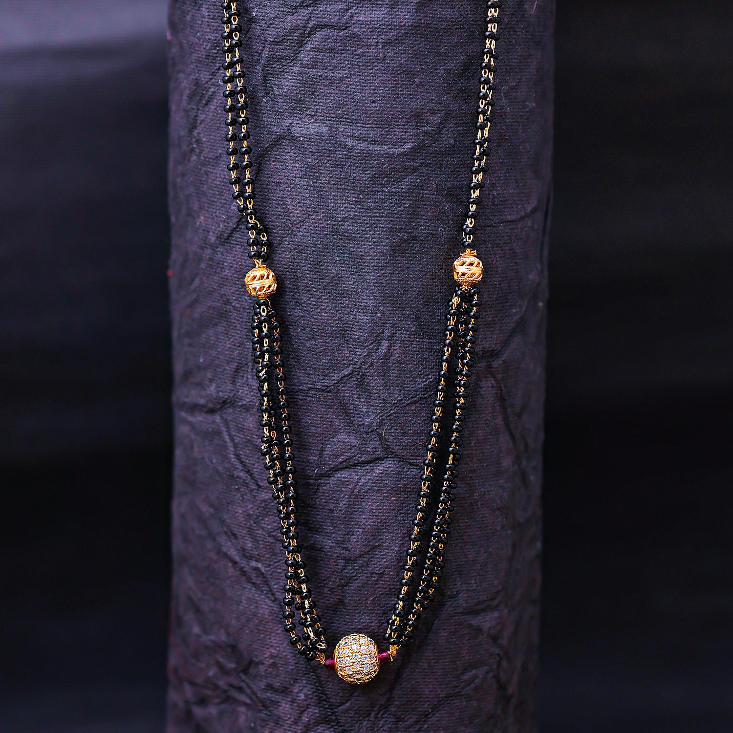 Sukkhi Gold Plated Golden Black Beads Long Mangalsutra Pendant for Women