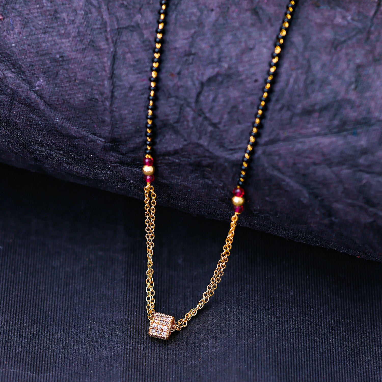 Sukkhi Gold Plated Golden Black Beads Long Mangalsutra Pendant for Women