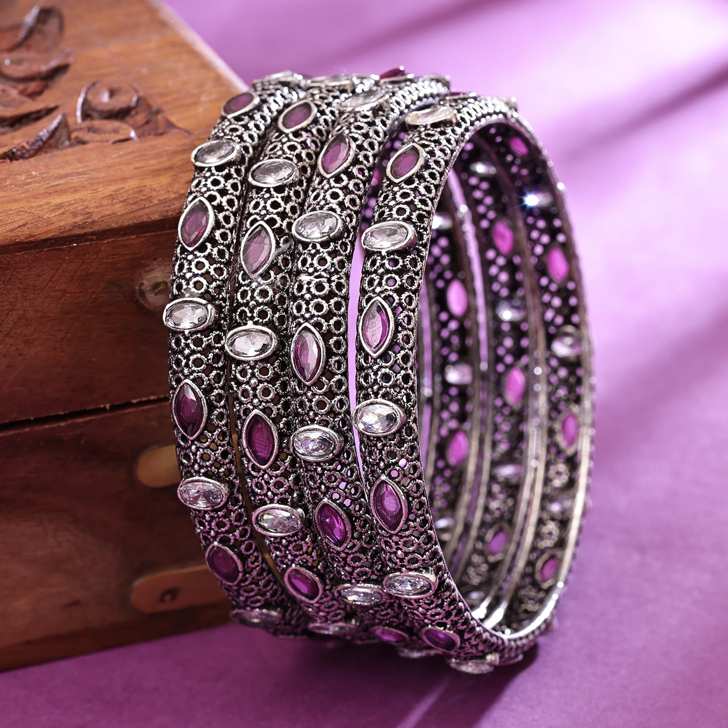 Sukkhi Oxidized Silver NA Bangles for Women