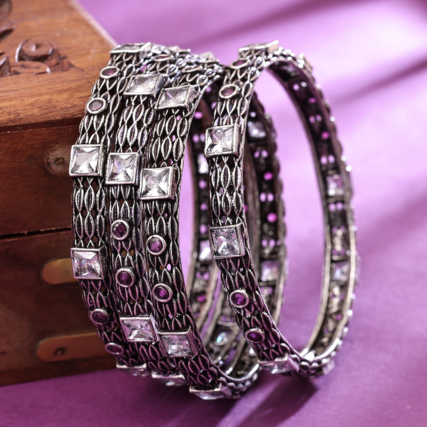 Sukkhi Oxidized Silver NA Bangles for Women