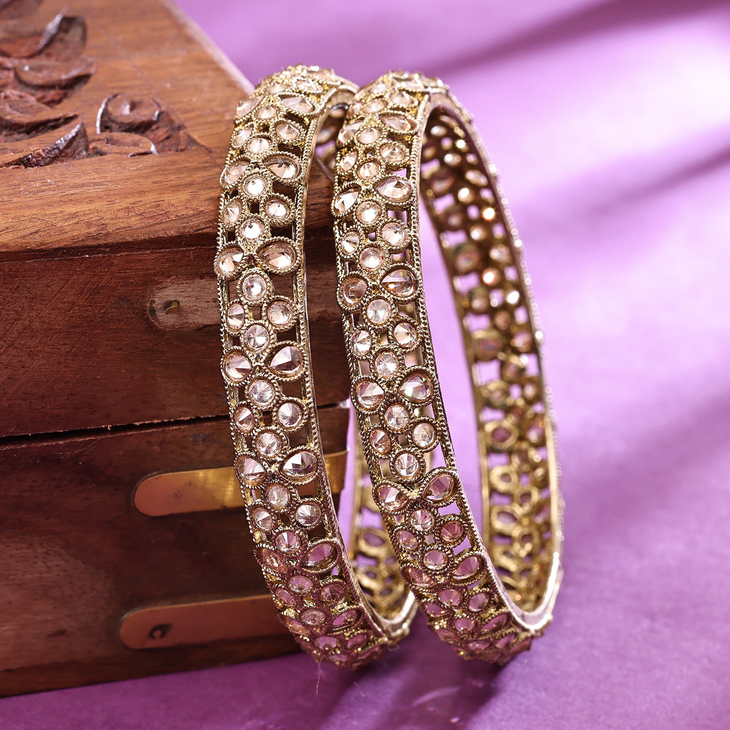 Sukkhi Gold Plated Golden Pearl Bangles for Women