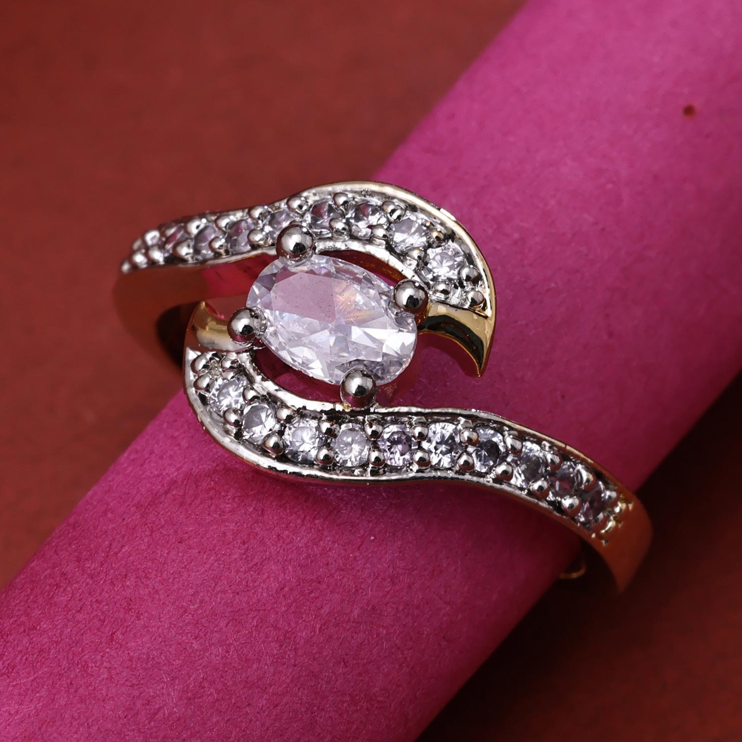 Sukkhi Classic Golden Gold CZ Ring for Women