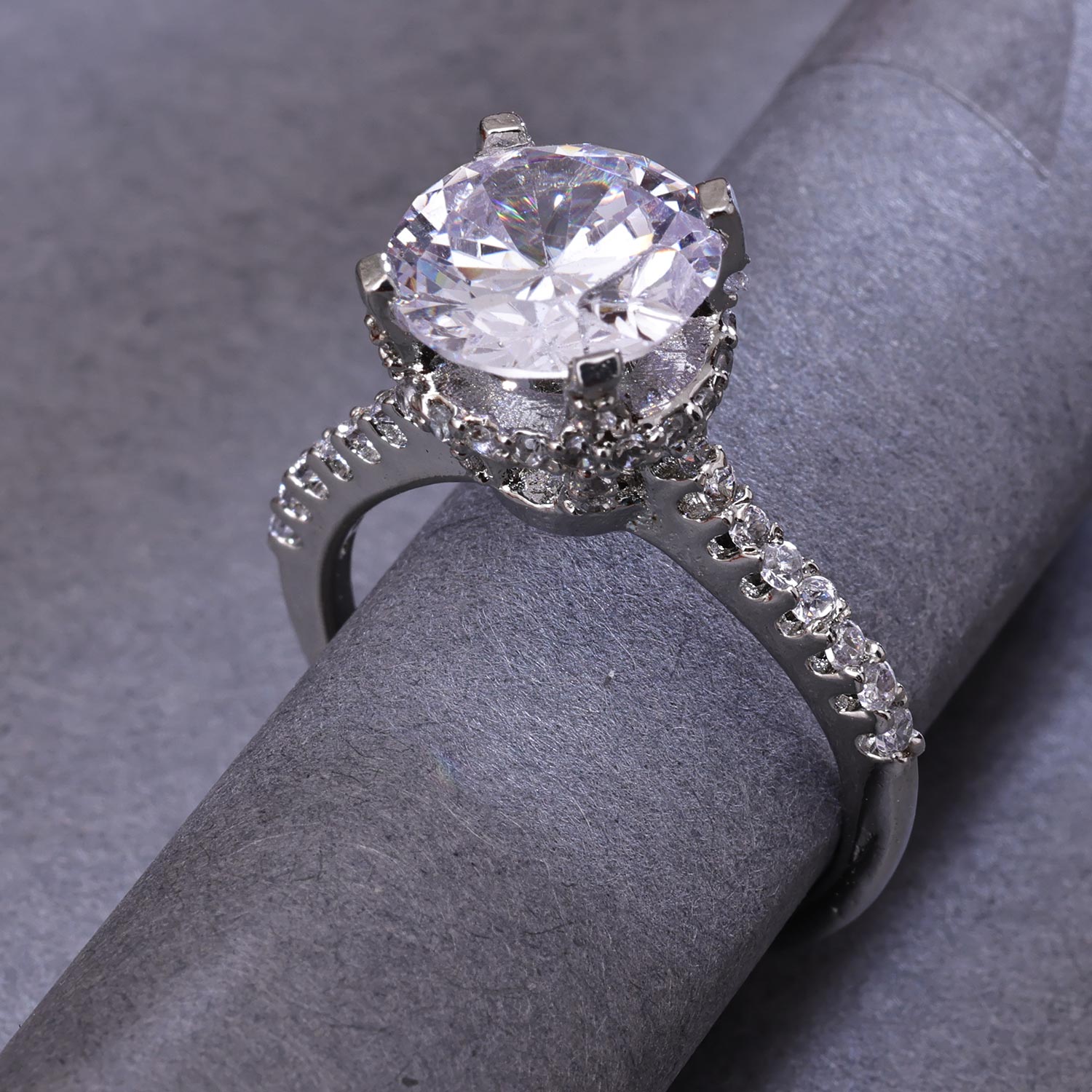 Sukkhi Lavish Silver Rhodium Plated CZ Ring for Women