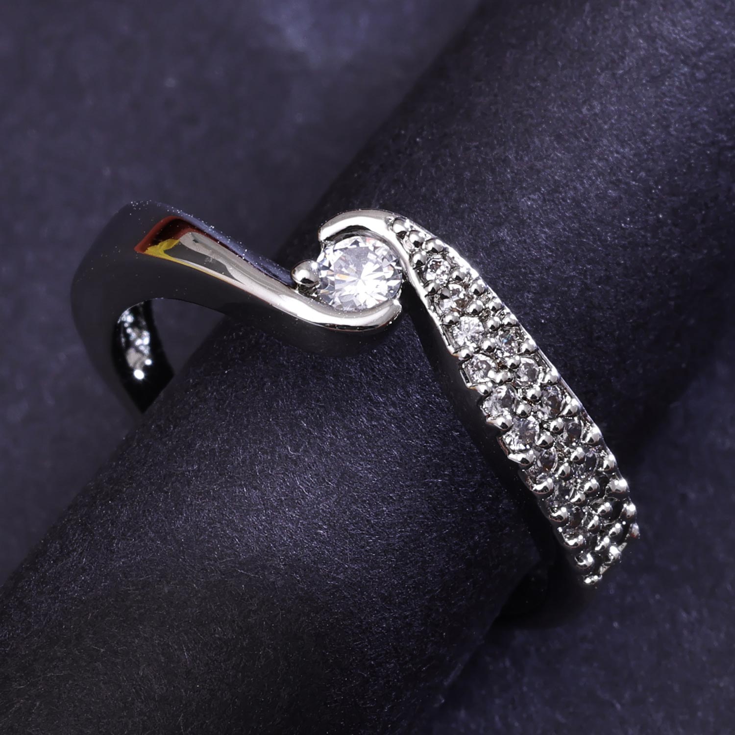Sukkhi Trendy Silver Rhodium Plated CZ Ring for Women