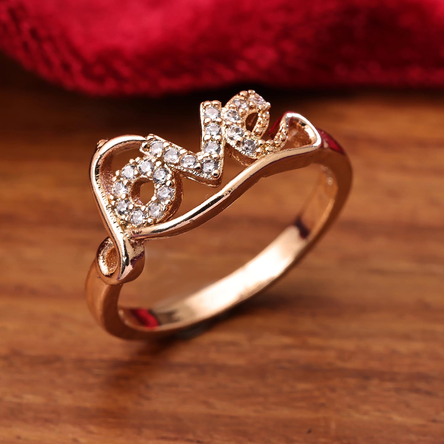 Sukkhi Eye Golden Gold Plated CZ Ring for Women