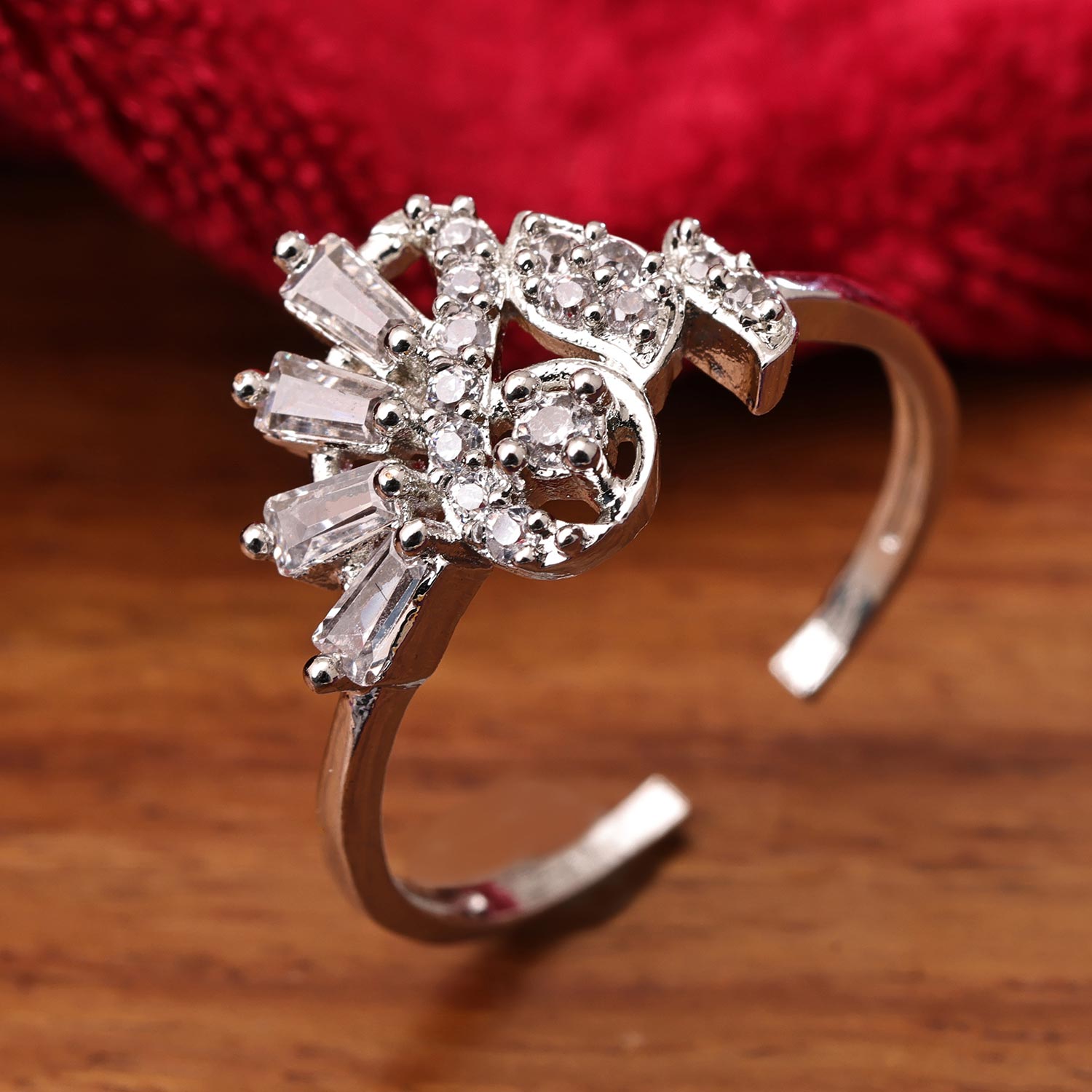 Sukkhi Fabulous Silver Rhodium Plated CZ Ring for Women
