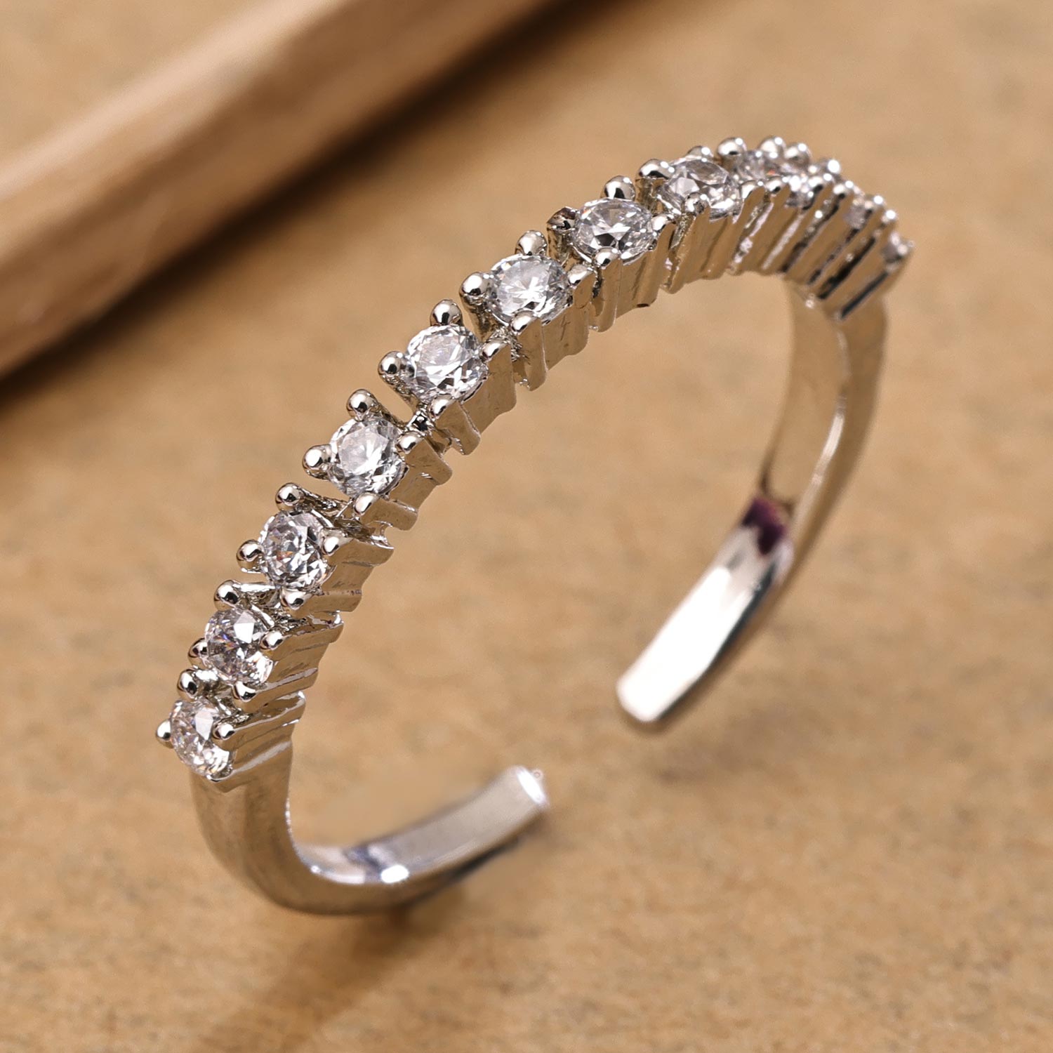 Sukkhi Splendid Silver Rhodium Plated CZ Ring for Women