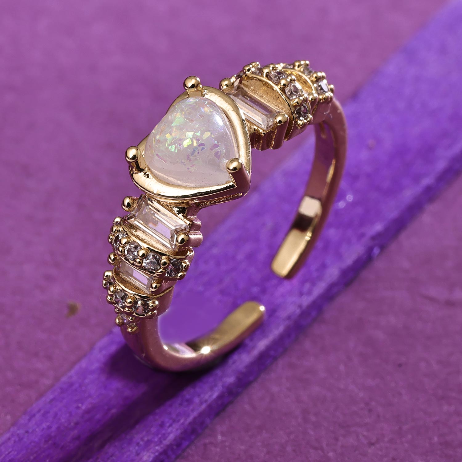 Sukkhi Lovley Golden Gold Plated CZ Ring for Women