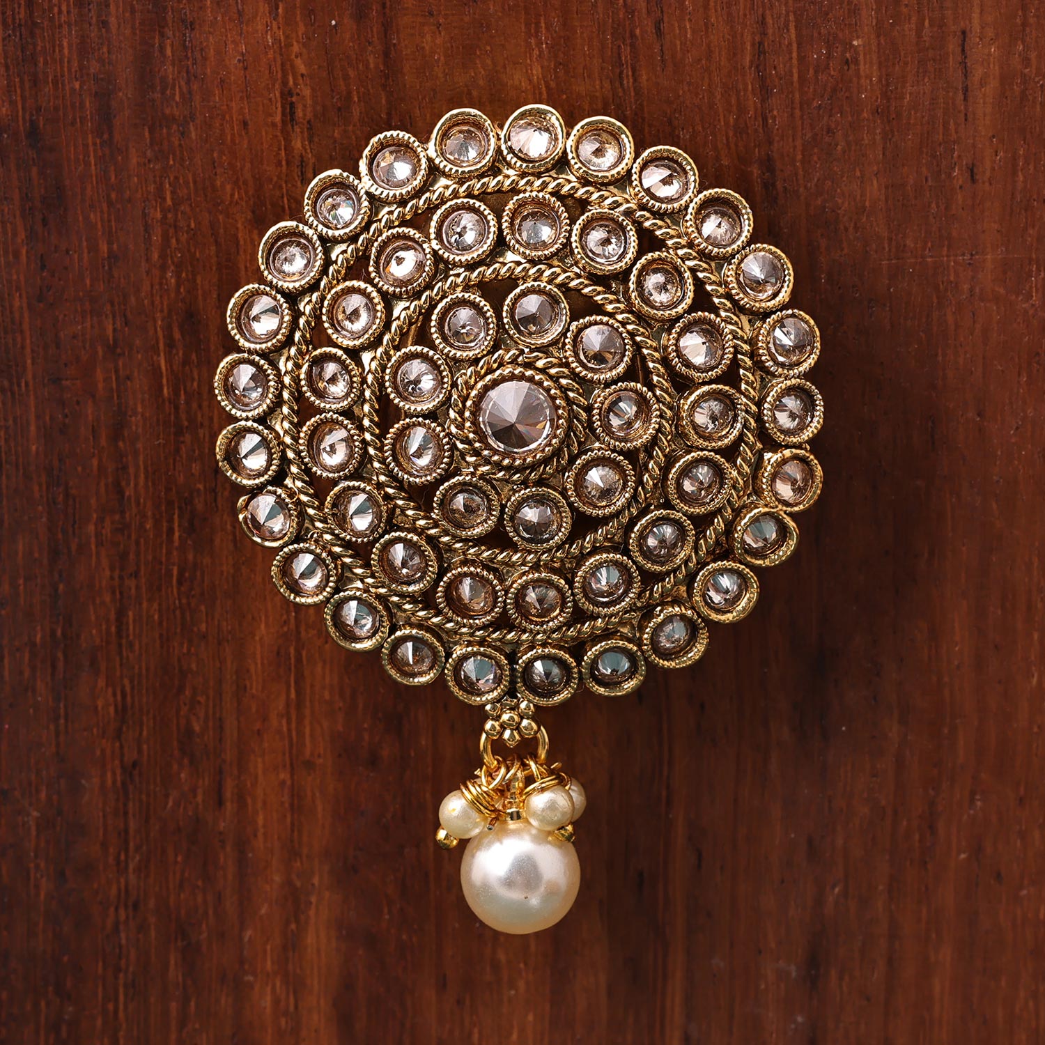 Sukkhi Beautiful Golden Gold Plated Pearl Brooch for Women
