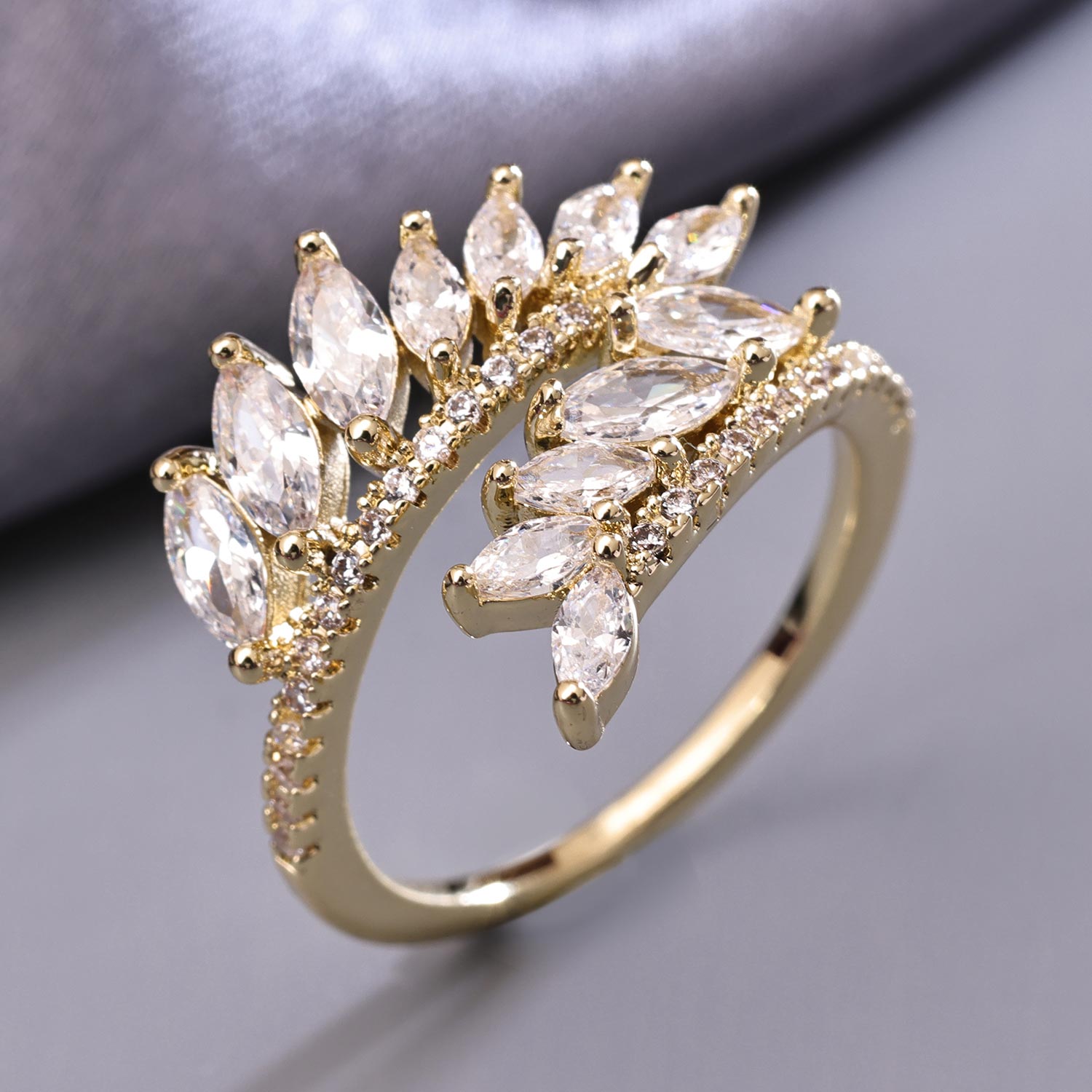 Sukkhi Lavish Golden Gold Plated CZ Ring for Women