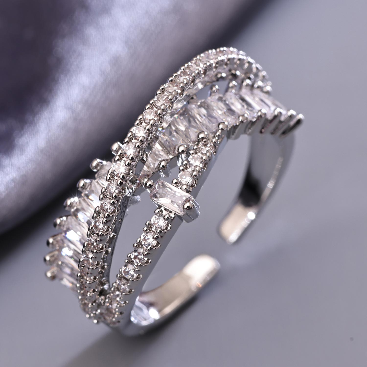 Sukkhi Adorable Silver Rhodium Plated CZ Ring for Women