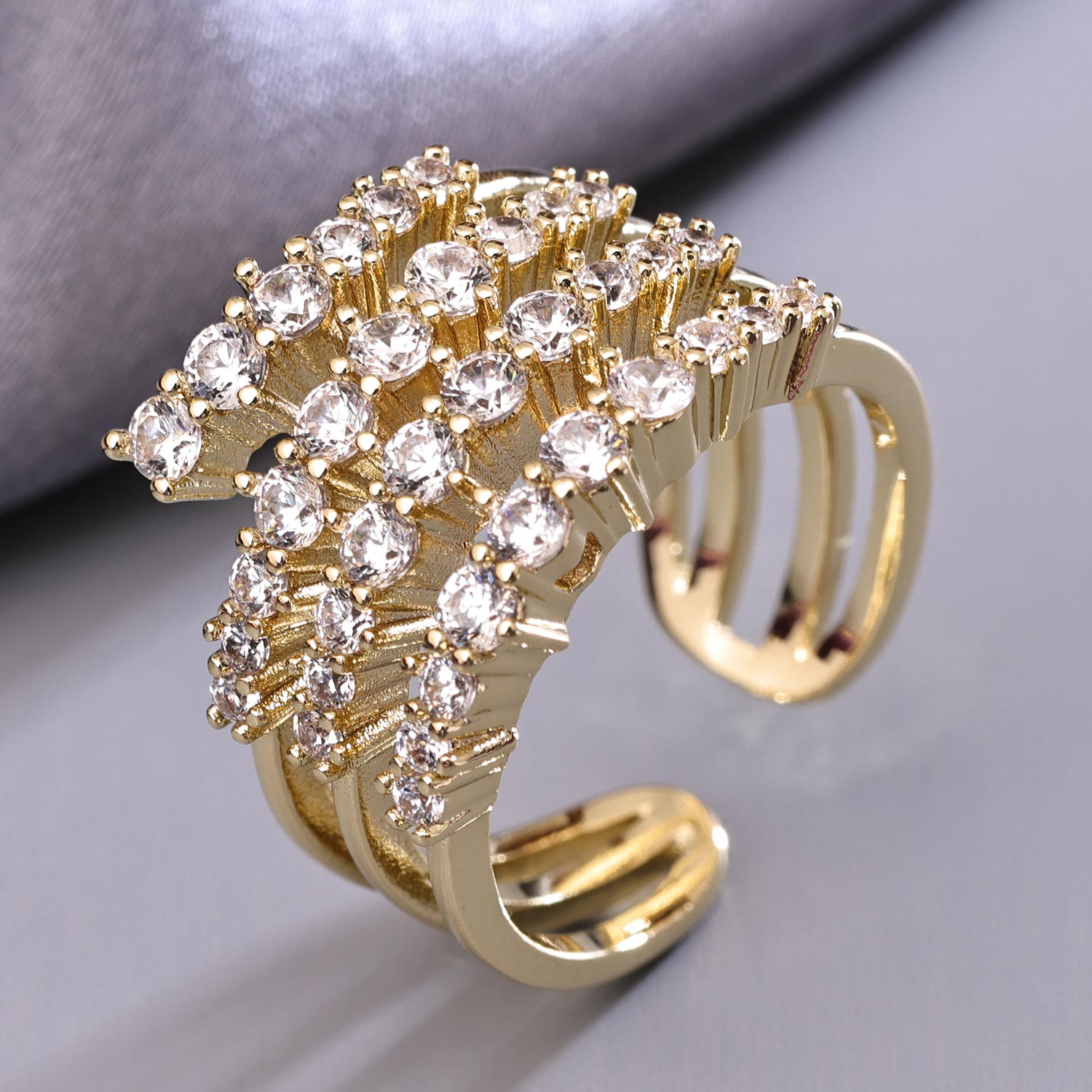 Sukkhi Delicate Golden Gold Plated CZ Ring for Women