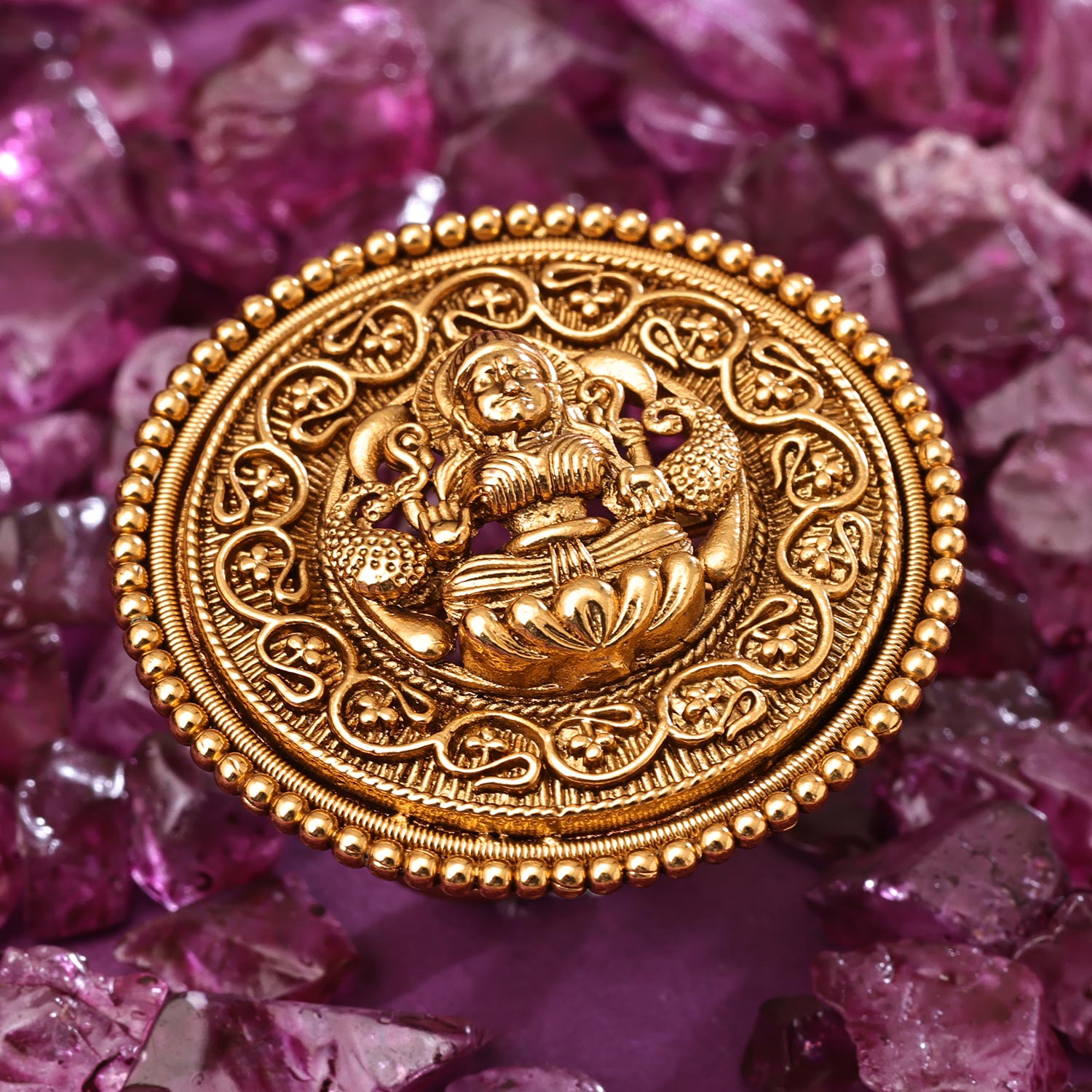 Sukkhi Floral Golden Laxmi Gold Plated NA Ring for Women