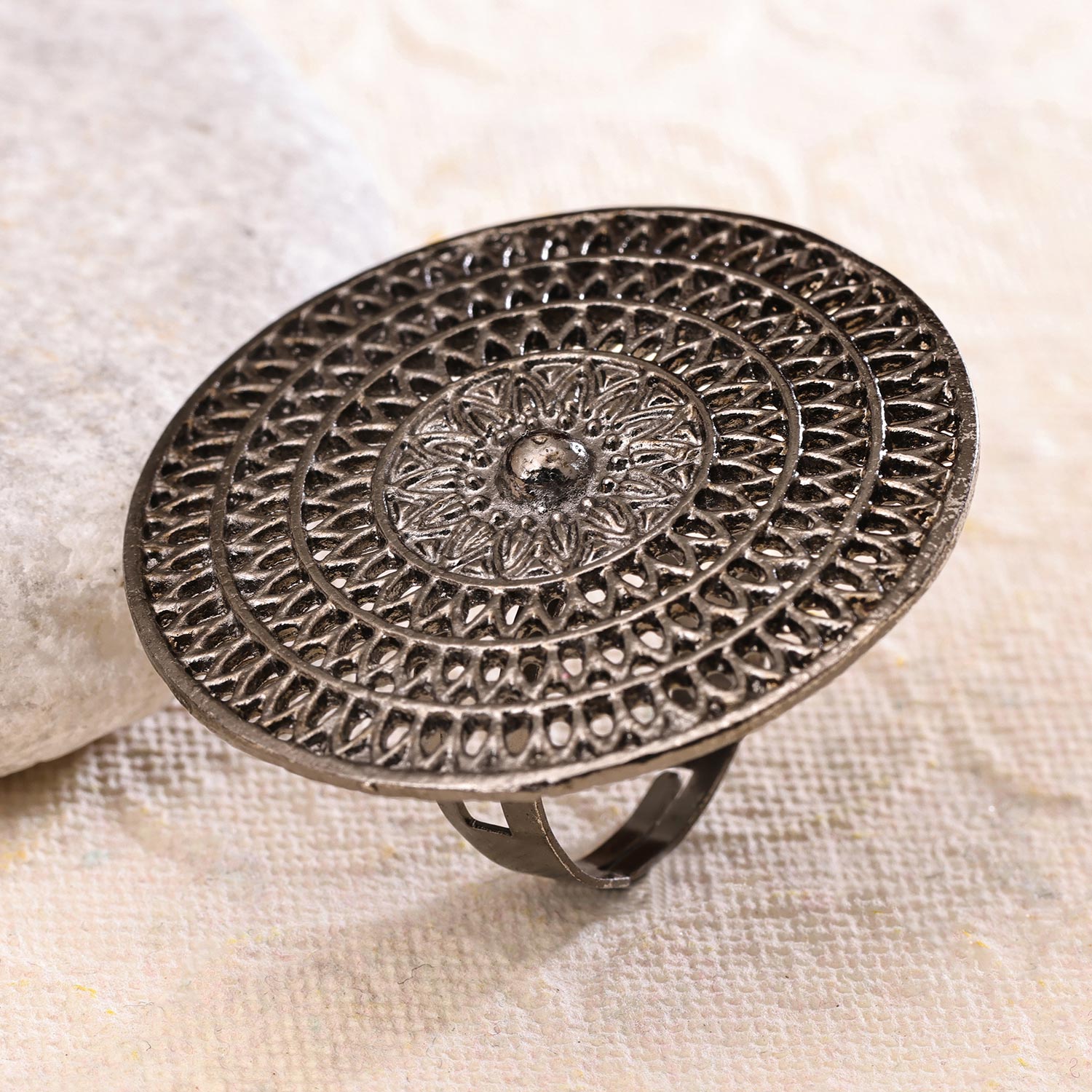 Sukkhi Elegant Silver Oxidised NA Ring for Women
