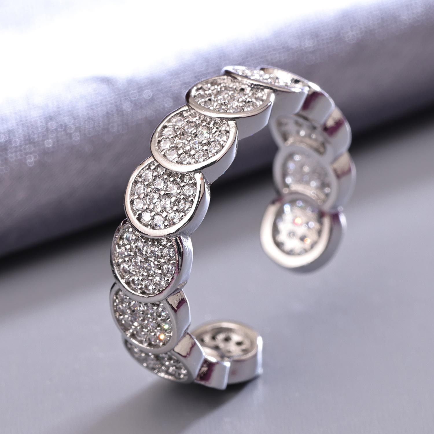 Sukkhi Brilliant Silver Rhodium Plated CZ Ring for Women