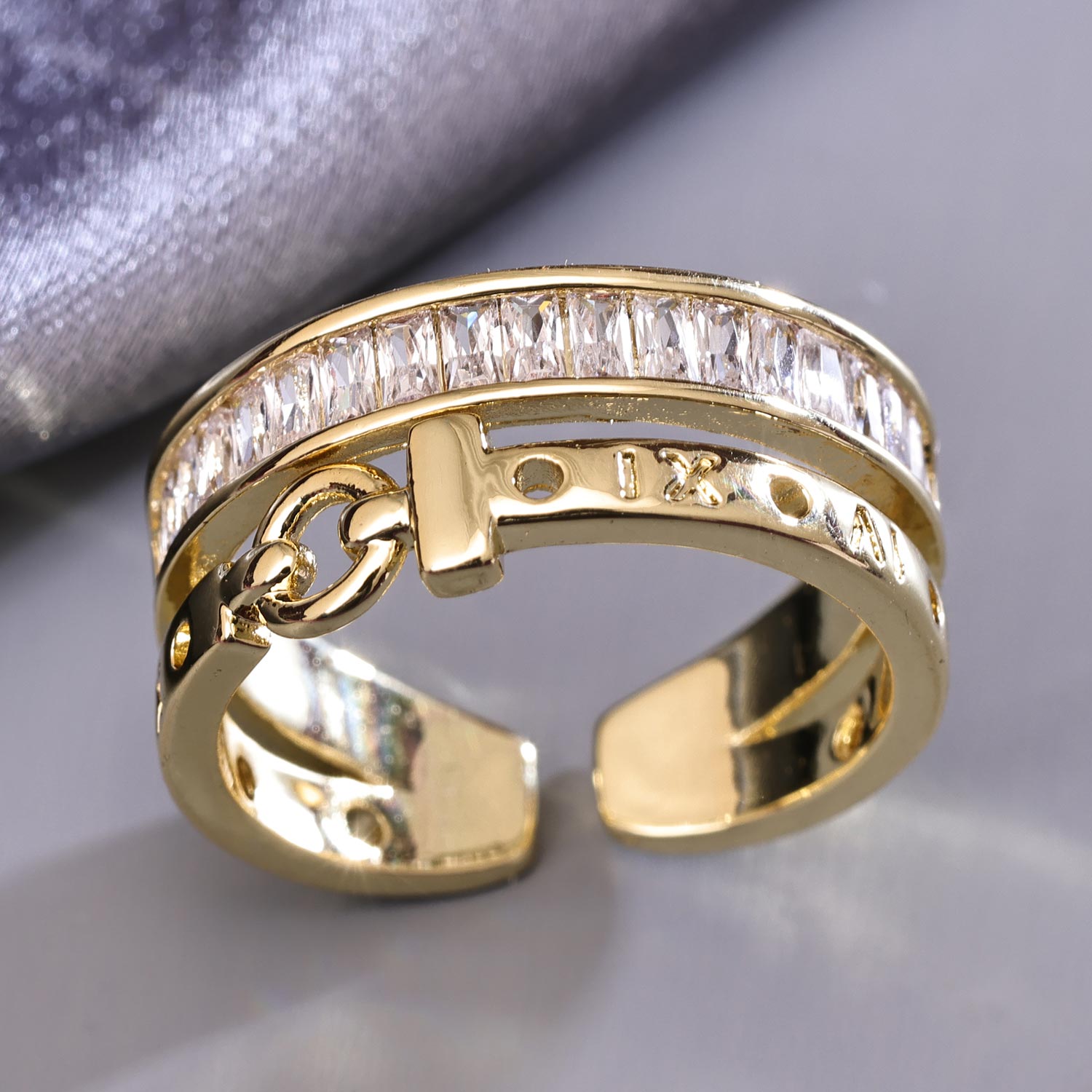 Sukkhi Spectacular Golden Gold Plated CZ Ring for Women