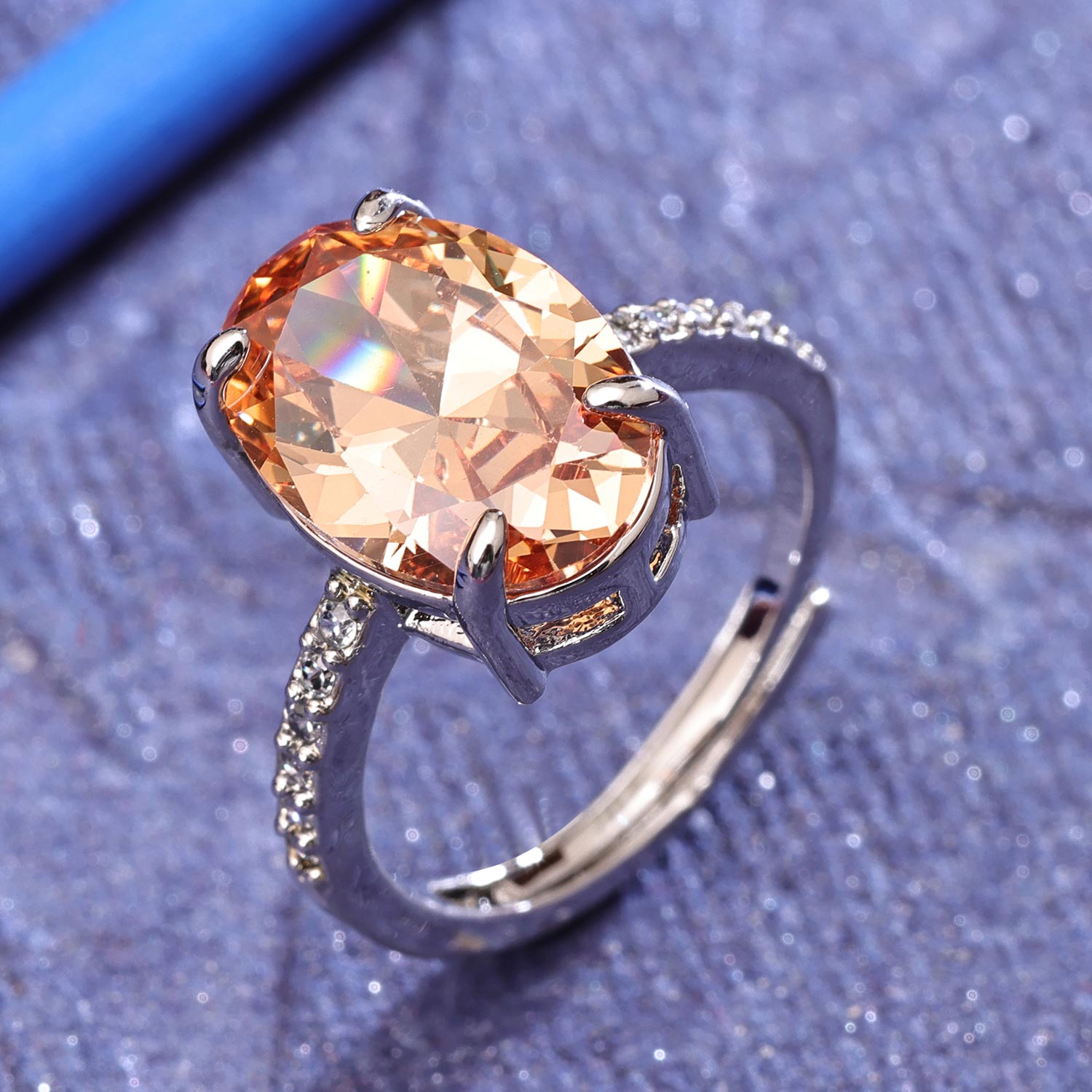 Sukkhi Sparkling Silver Rhodium Plated CZ Ring for Women