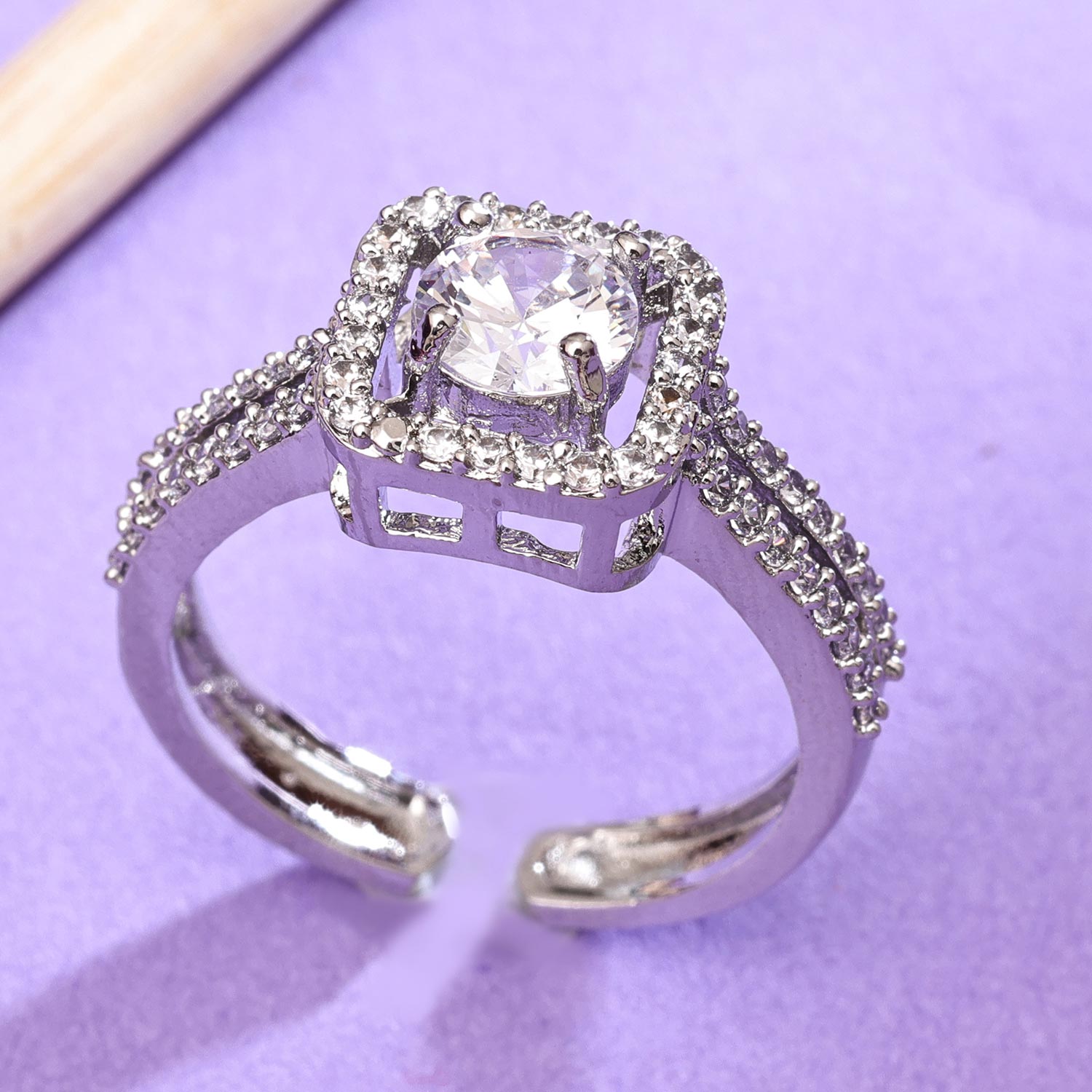 Sukkhi Designer Silver Rhodium Plated CZ Ring for Women