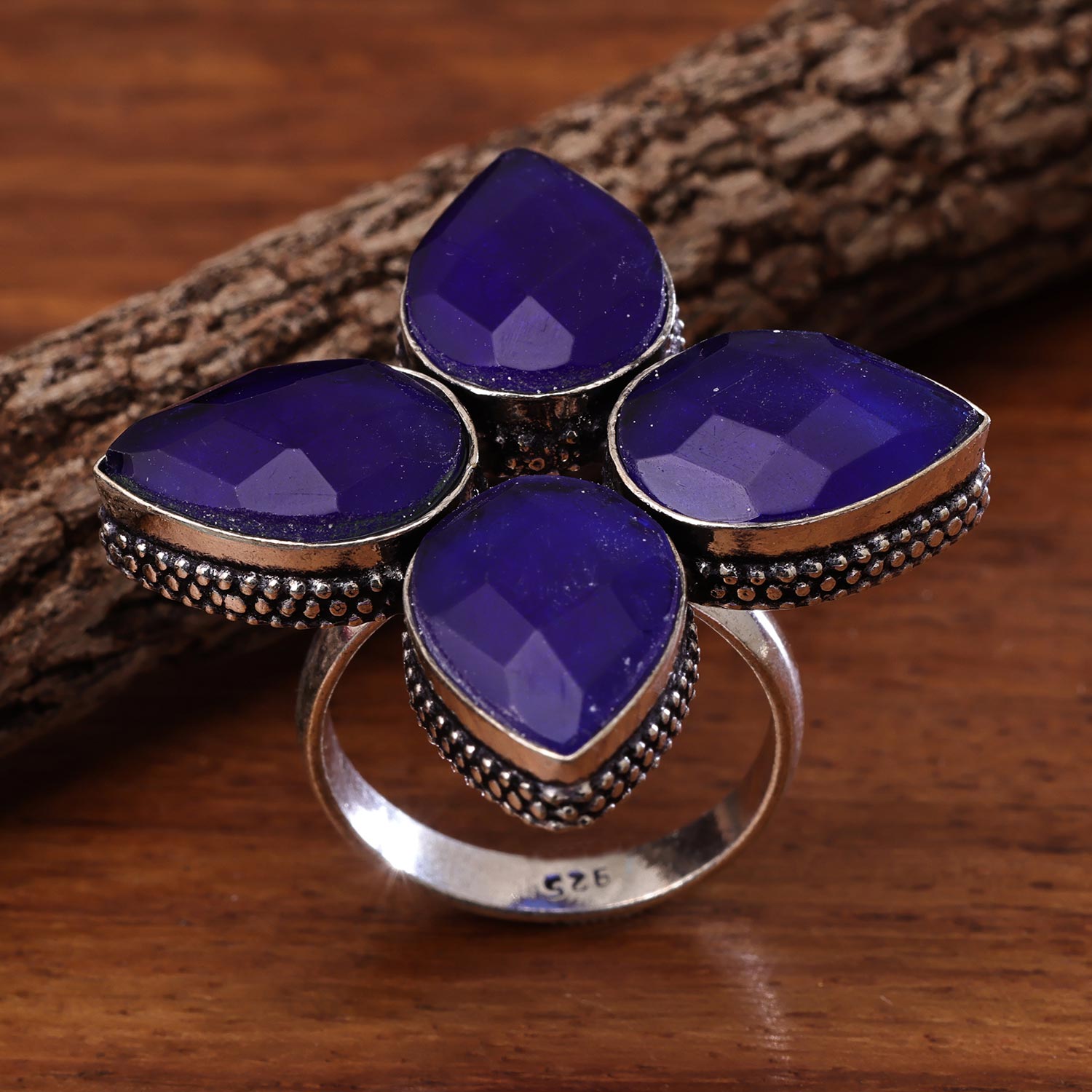 Sukkhi Glossy Silver Oxidised Pearl Ring for Women