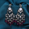 Sukkhi Good-Looking Maroon Rhodium Plated Pearl Dangler Earring For Women