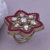 Sukkhi Prettyish Dark Pink Gold Plated Kundan Ethnic Ring For Women